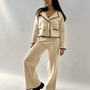 Pantalon ivory con negro