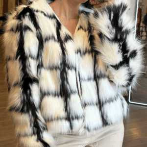 Saco peluche blanco con negro