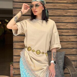 Blusa Khaki con Encaje