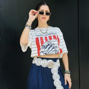 T-shirt Sardinas Blanca con Rojo