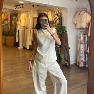 Blusa Satin Beige
