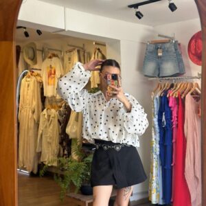 Blusa Polka Blanca Organza