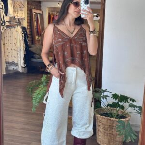 Pantalon de Mezclilla Blanco Brillos