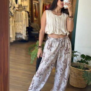 Pantalon Flores Cafe
