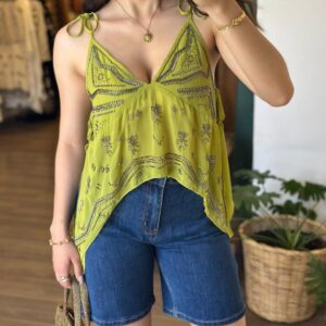 Blusa Tirantes Verde con Brillos