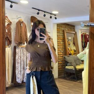 Blusa Fruncida Cafe