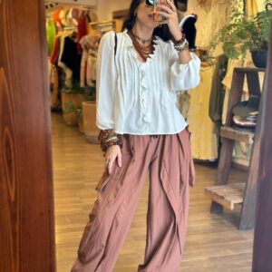 Pantalon Cafe con Olanes