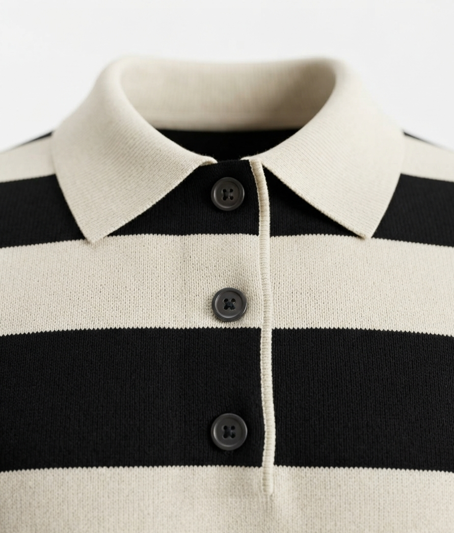 Blusa Blanca Rayas Negras Cuello - Imagen 3