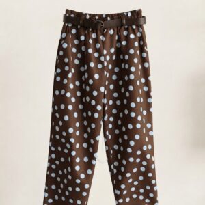 Pantalon Cafe Polka Bolas Azules