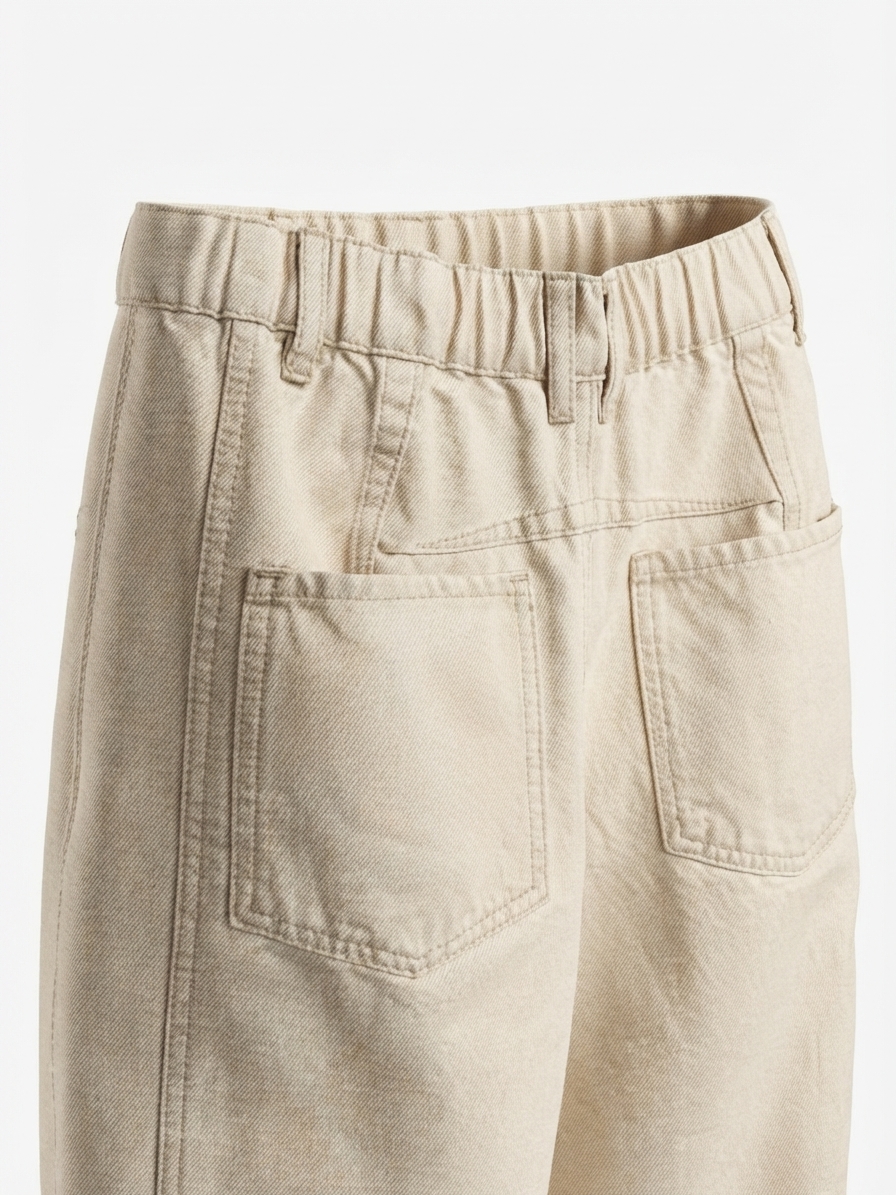 Pantalon Beige Flores Bordado - Imagen 2