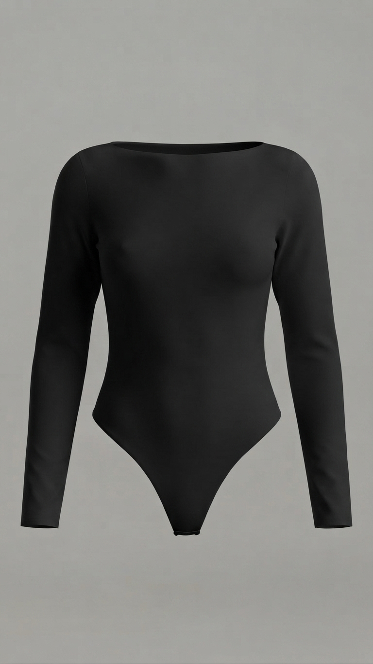 Body Licra Negra Manga Larga