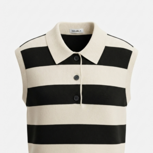 Blusa Blanca Rayas Negras Cuello