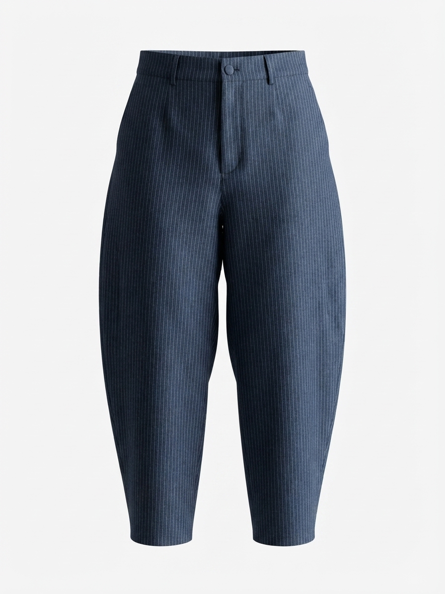 Pantalon Rayas Barrel Mezclilla