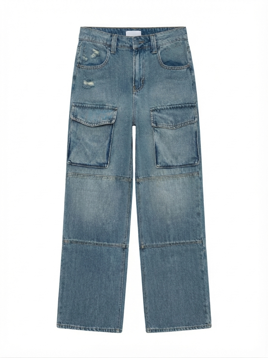 Jeans Cargo Mezclilla