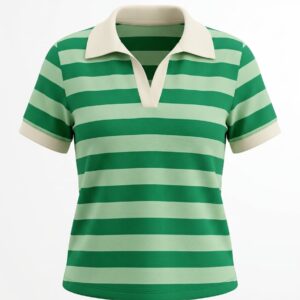 Blusa Verde Rayas Cuello Polo