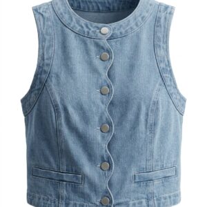 Blusa Mezclilla Manga Corta Olanes
