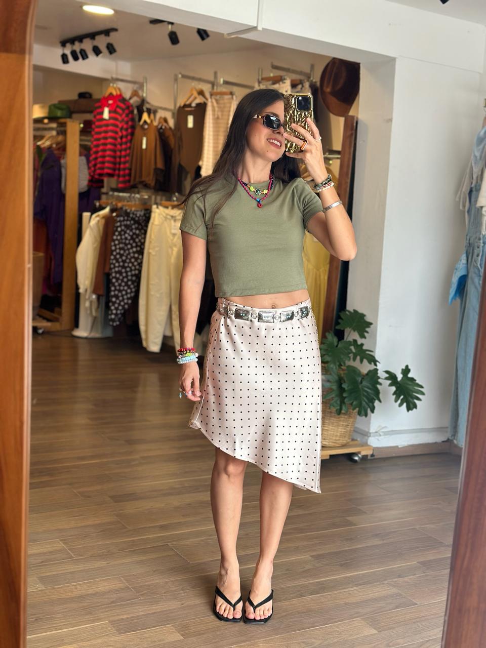 Falda Satin Asimetrica Polka - Imagen 2